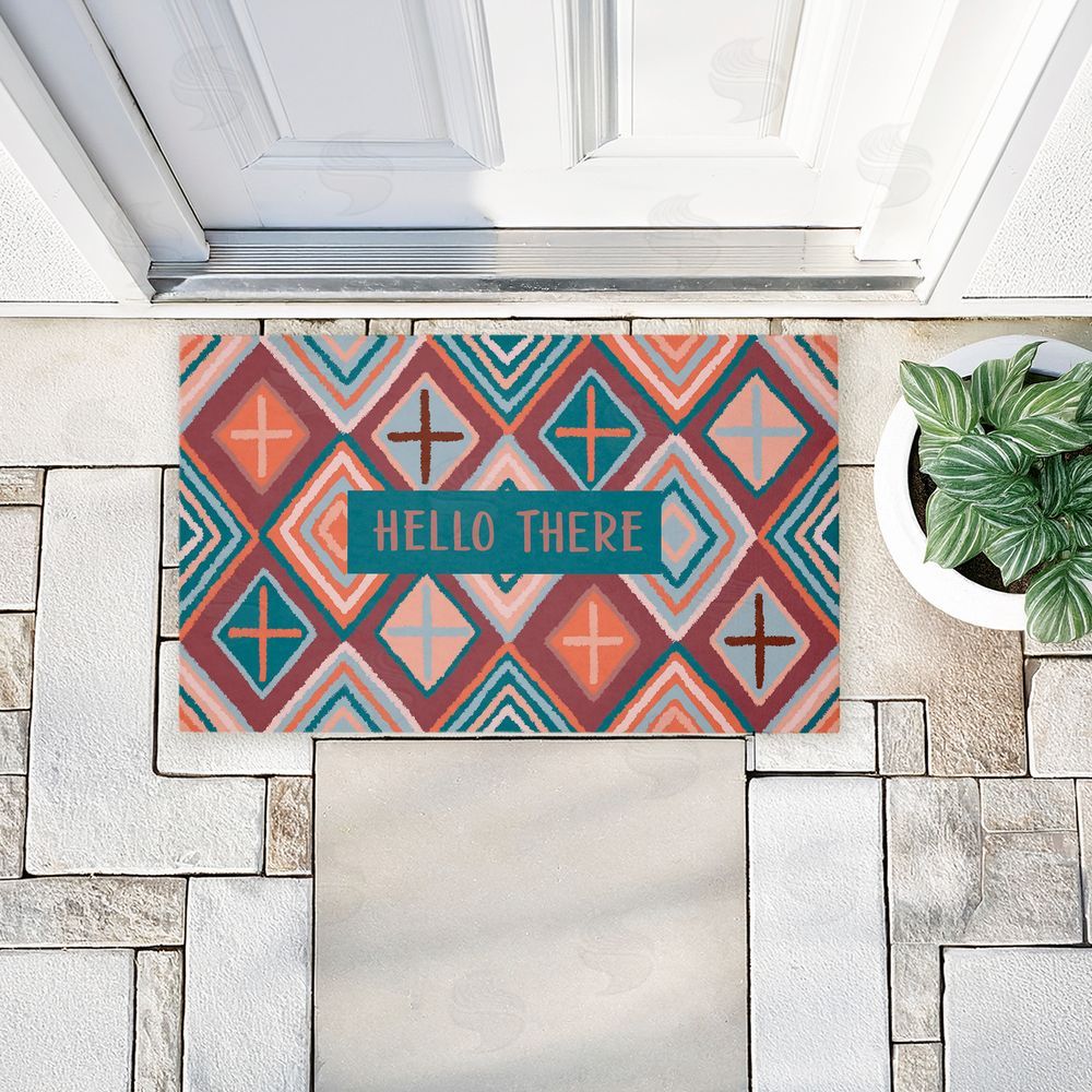 Darlene Seale | Hello There on Geometric Non-Woven Door Mat