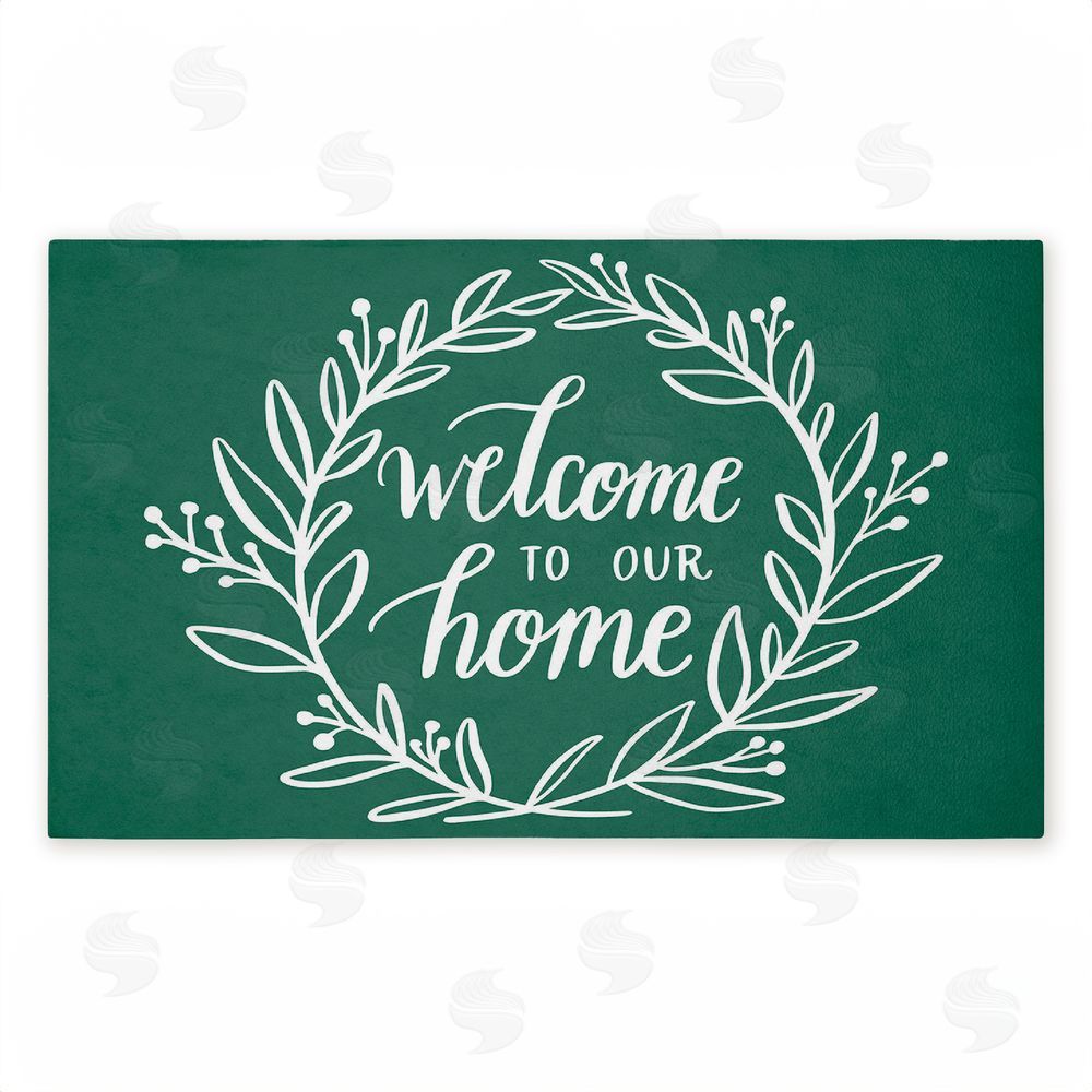 Amanda McGee | Farmhouse Welcome on Green Non-Woven Door Mat