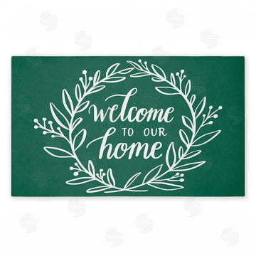 Amanda McGee | Farmhouse Welcome on Green Non-Woven Door Mat