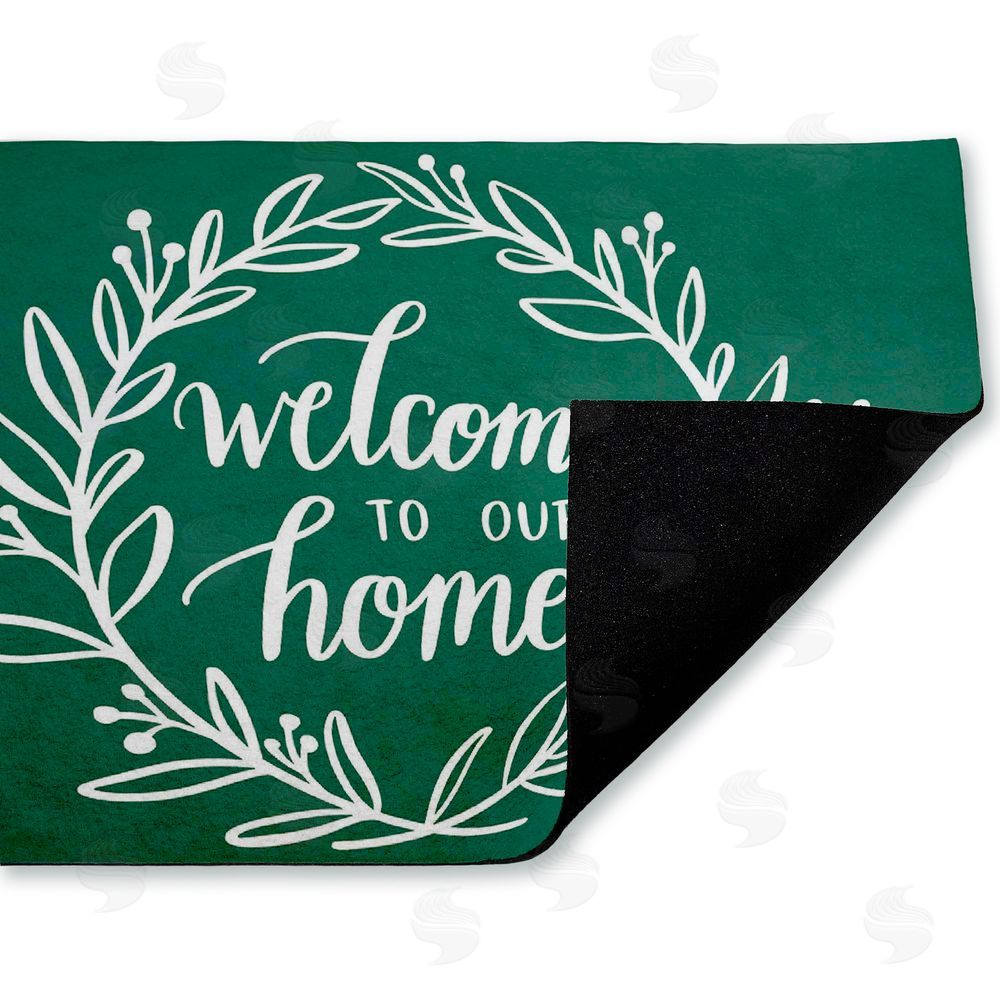 Amanda McGee | Farmhouse Welcome on Green Non-Woven Door Mat