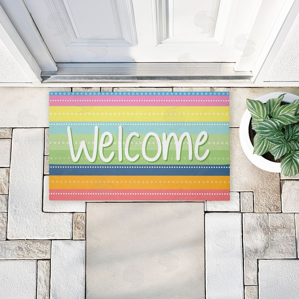 Emily Cromwell | Spring Striped Welcome Non-Woven Door Mat