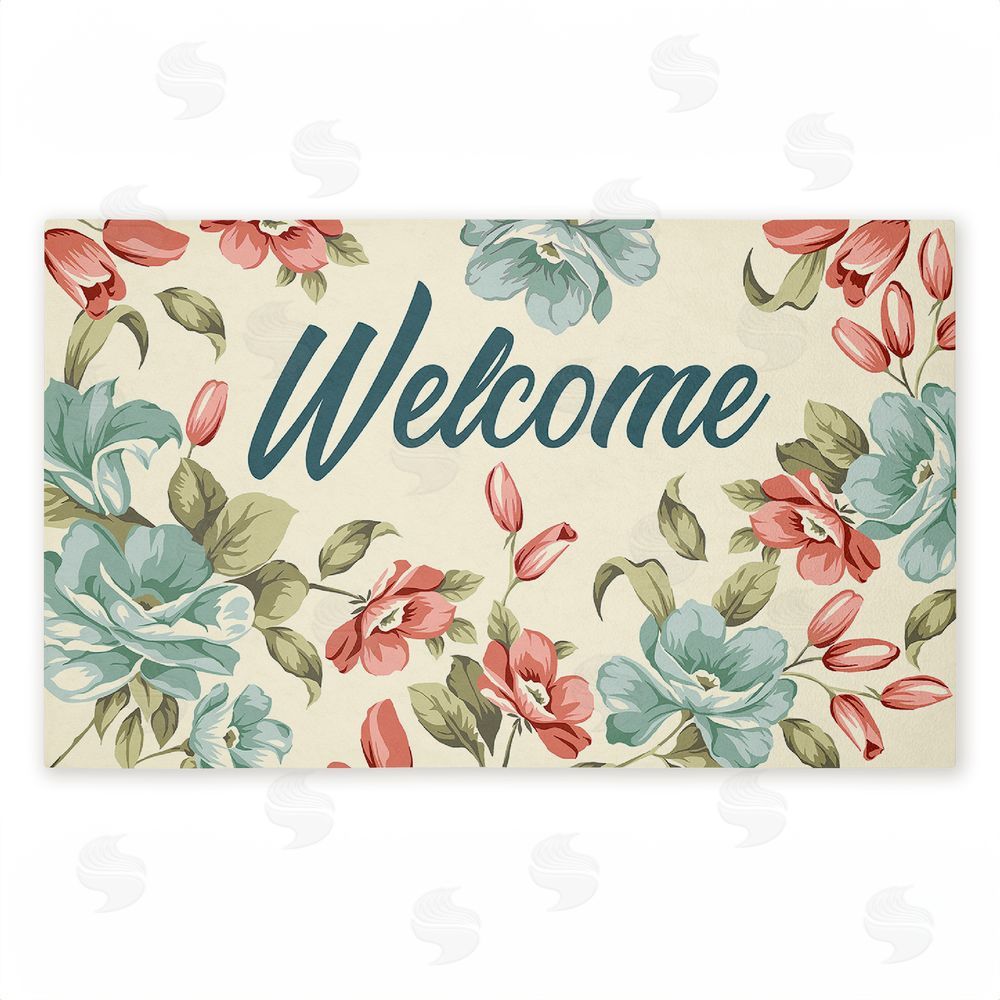 Andrea Jasid Grassi | Bright Florals Welcome Non-Woven Door Mat
