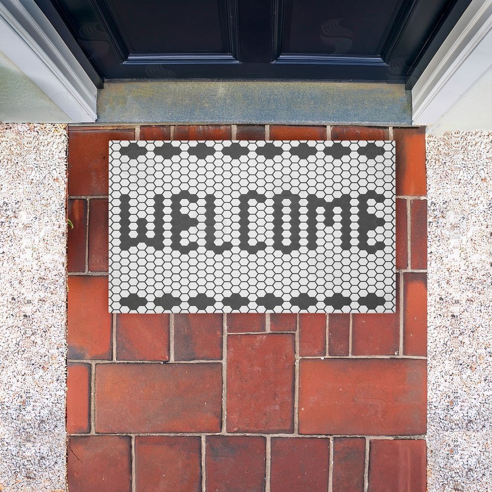 Angela Nickeas | Welcome Hexagonal Faux Tile Non-Woven Door Mat