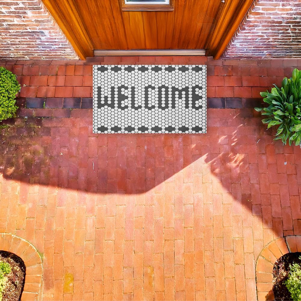 Angela Nickeas | Welcome Hexagonal Faux Tile Non-Woven Door Mat