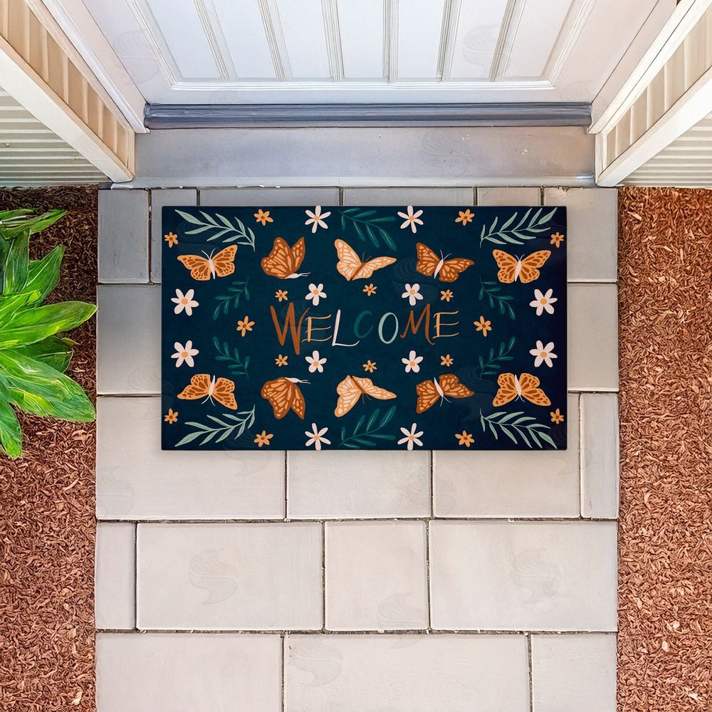 Amanda Houston | Welcome Butterflies & Botanicals Non-Woven Door Mat