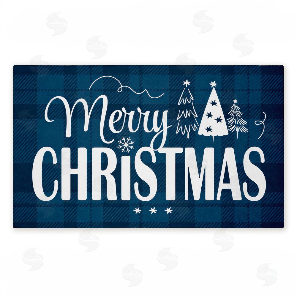 Andrea Jasid Grassi | Blue Toned Merry Christmas Non-Woven Door Mat