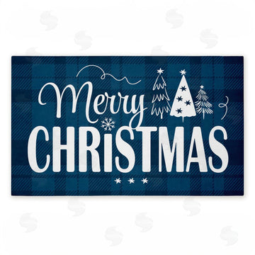 Andrea Jasid Grassi | Blue Toned Merry Christmas Non-Woven Door Mat