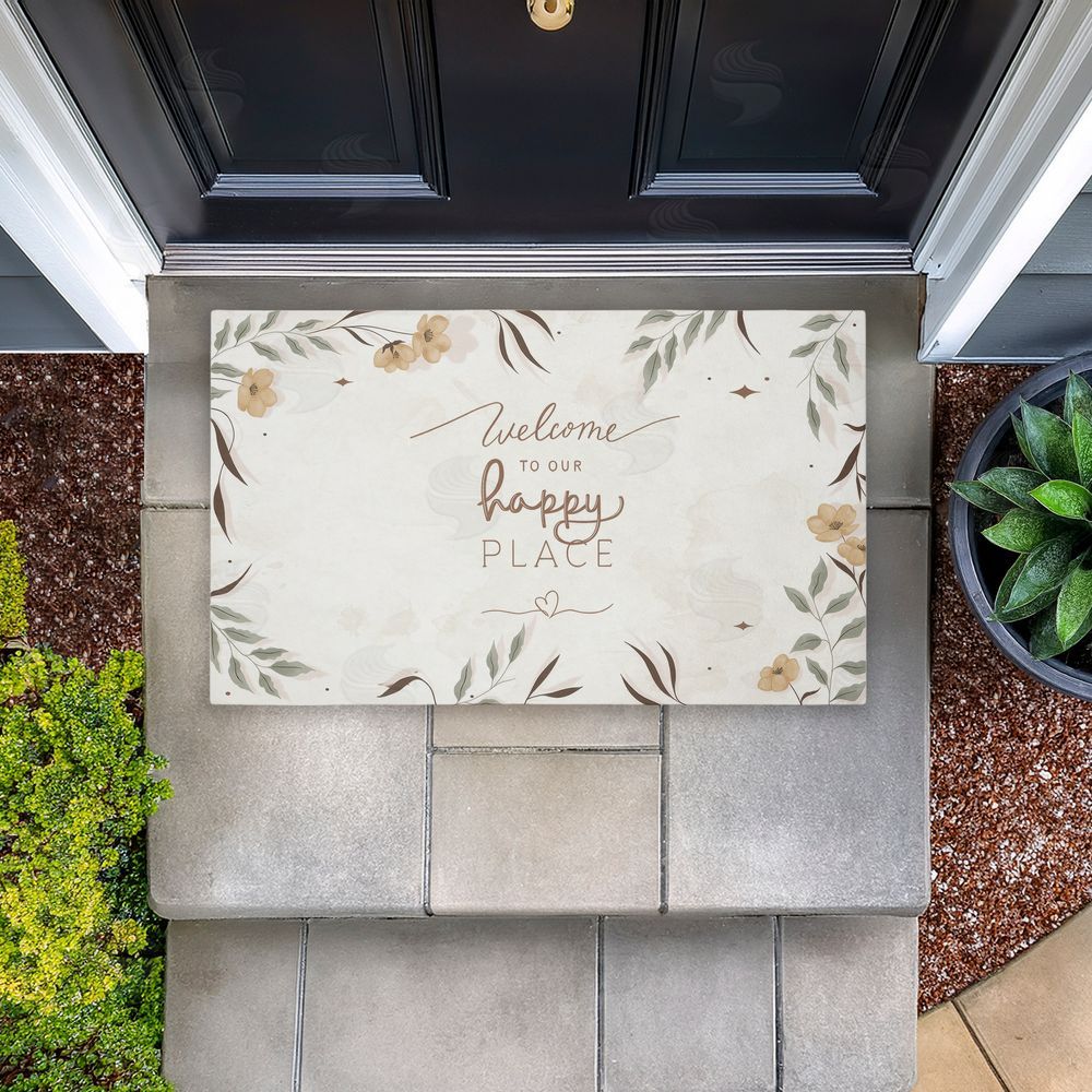 Andrea Jasid Grassi | Our Happy Place Floral Welcome Non-Woven Door Mat