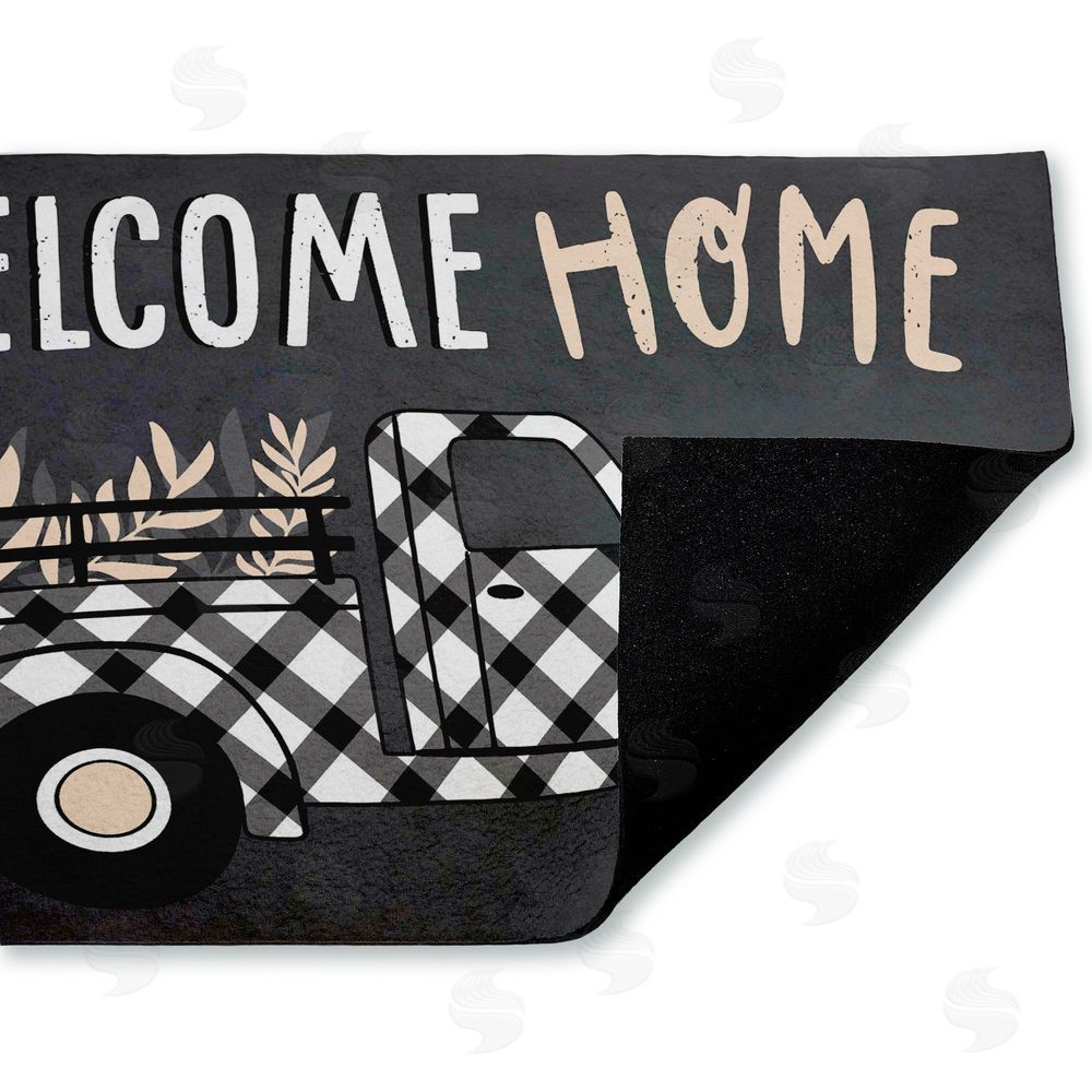 Arrolynn Weiderhold | Farmhouse Welcome Plaid Truck Non-Woven Door Mat