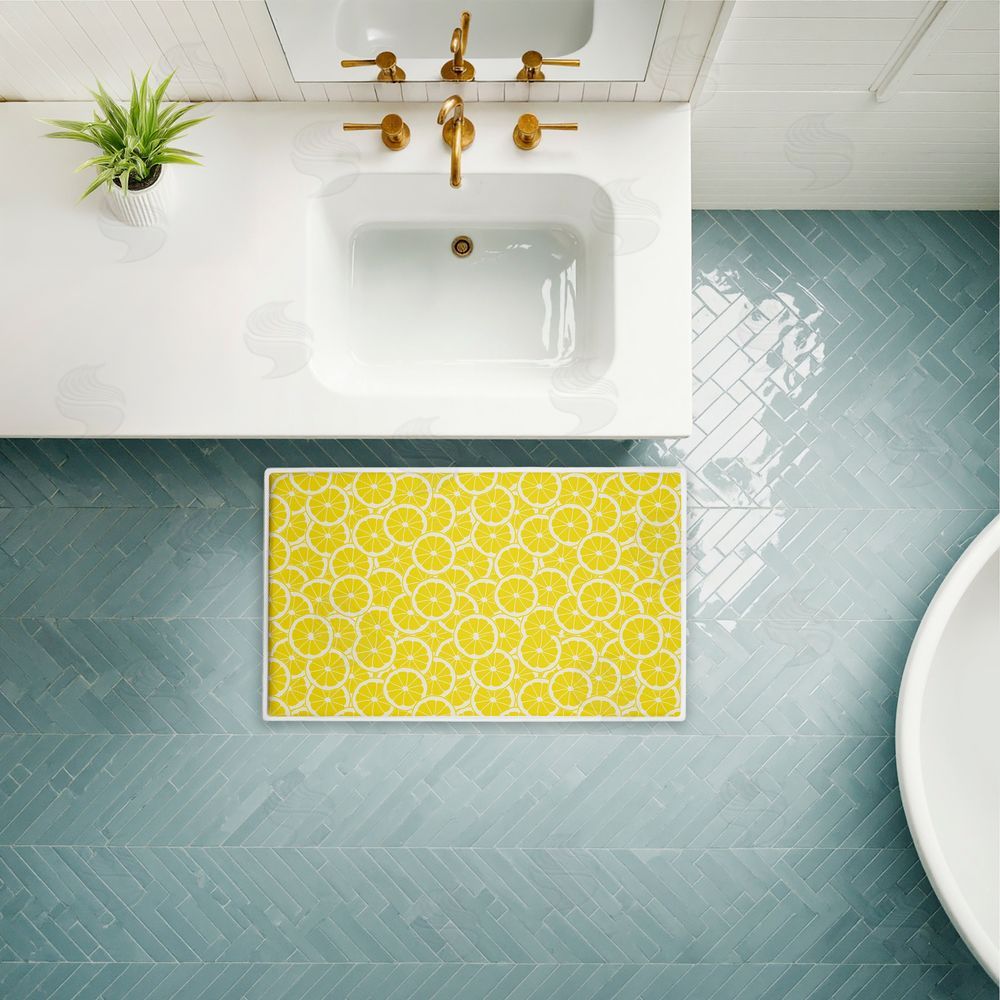 Anna Quach | Zesty Lemons Everywhere Plush Bath Mat