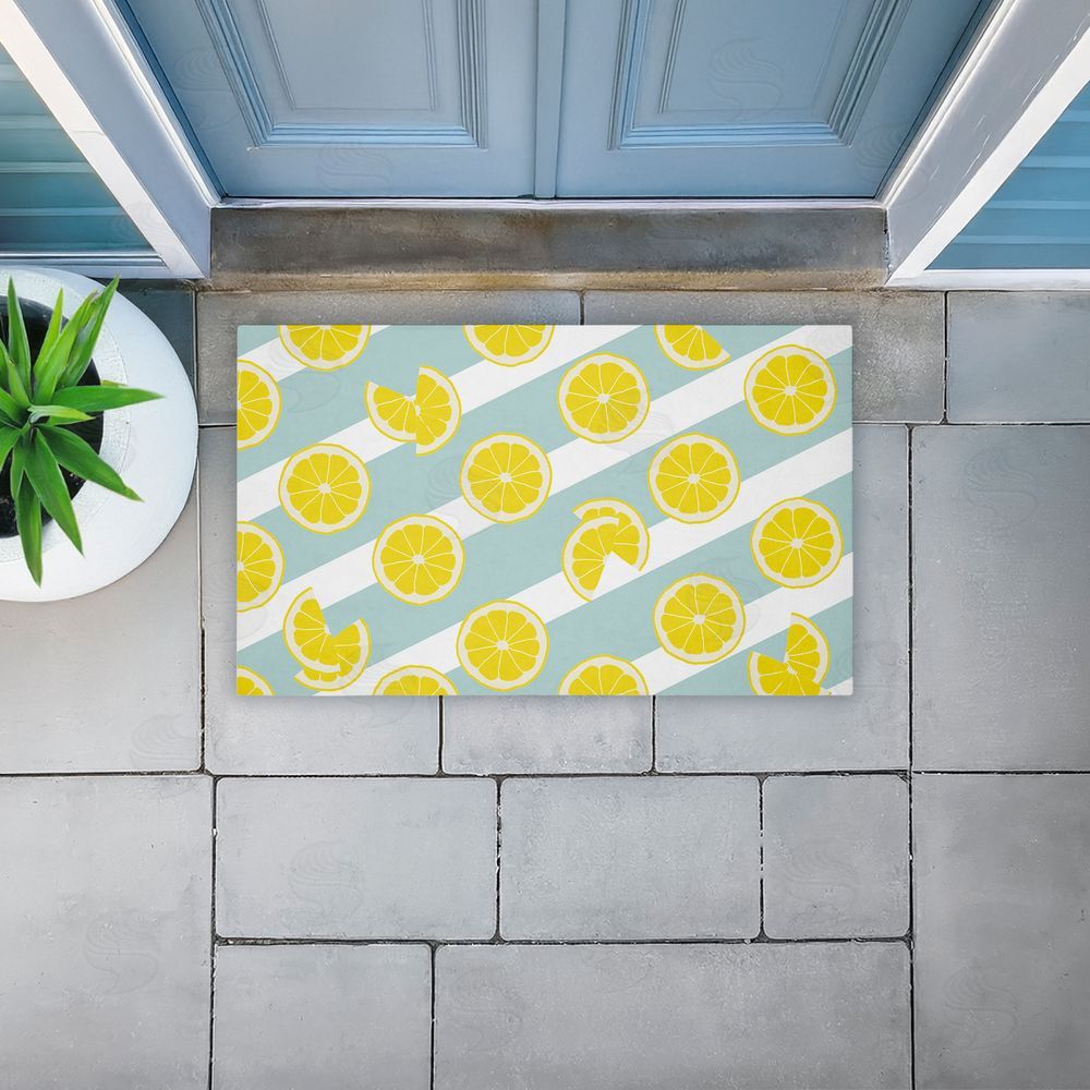 Anna Quach | Kitchen Lemony Stripes Non-Woven Door Mat