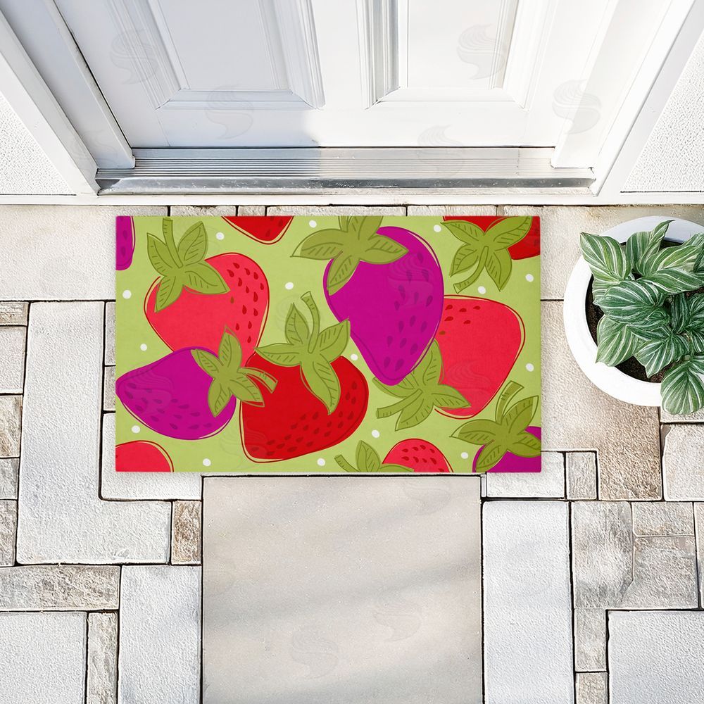 Deidre Mosher | Fun Fruit Strawberries Non-Woven Door Mat
