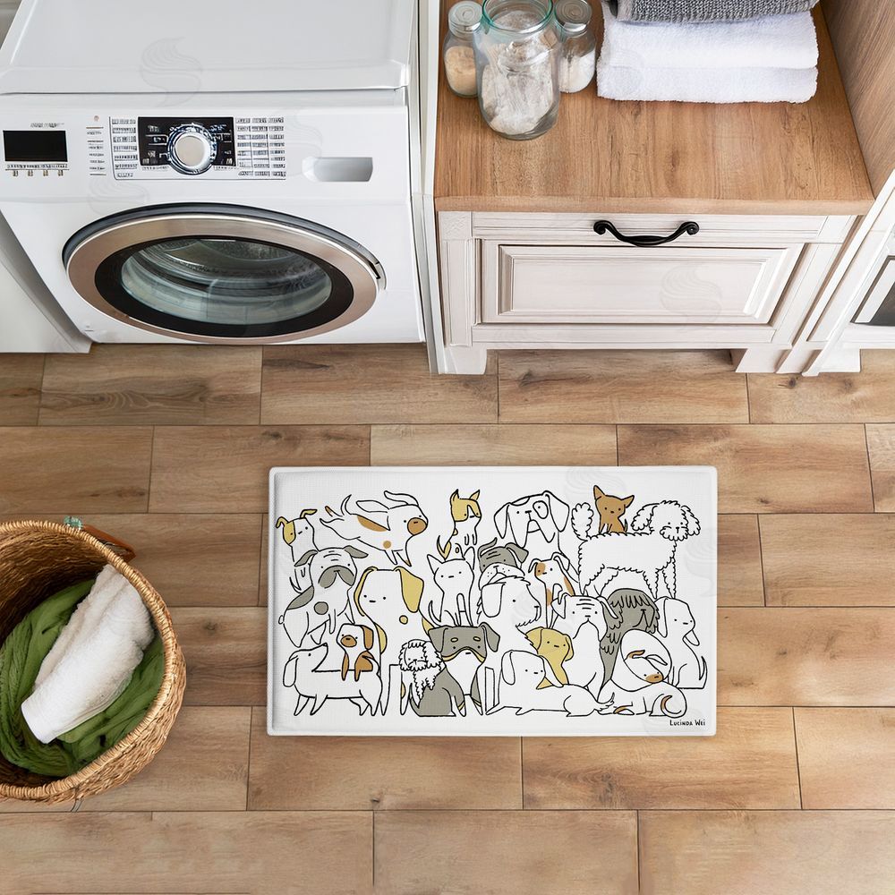 Lucinda Wei | Eclectic Dog Breeds Plush Bath Mat