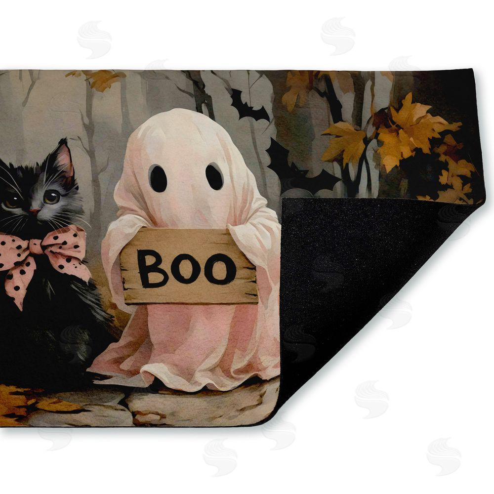 Arlington Prints | Cute Halloween Ghost & Kitten Non-Woven Door Mat