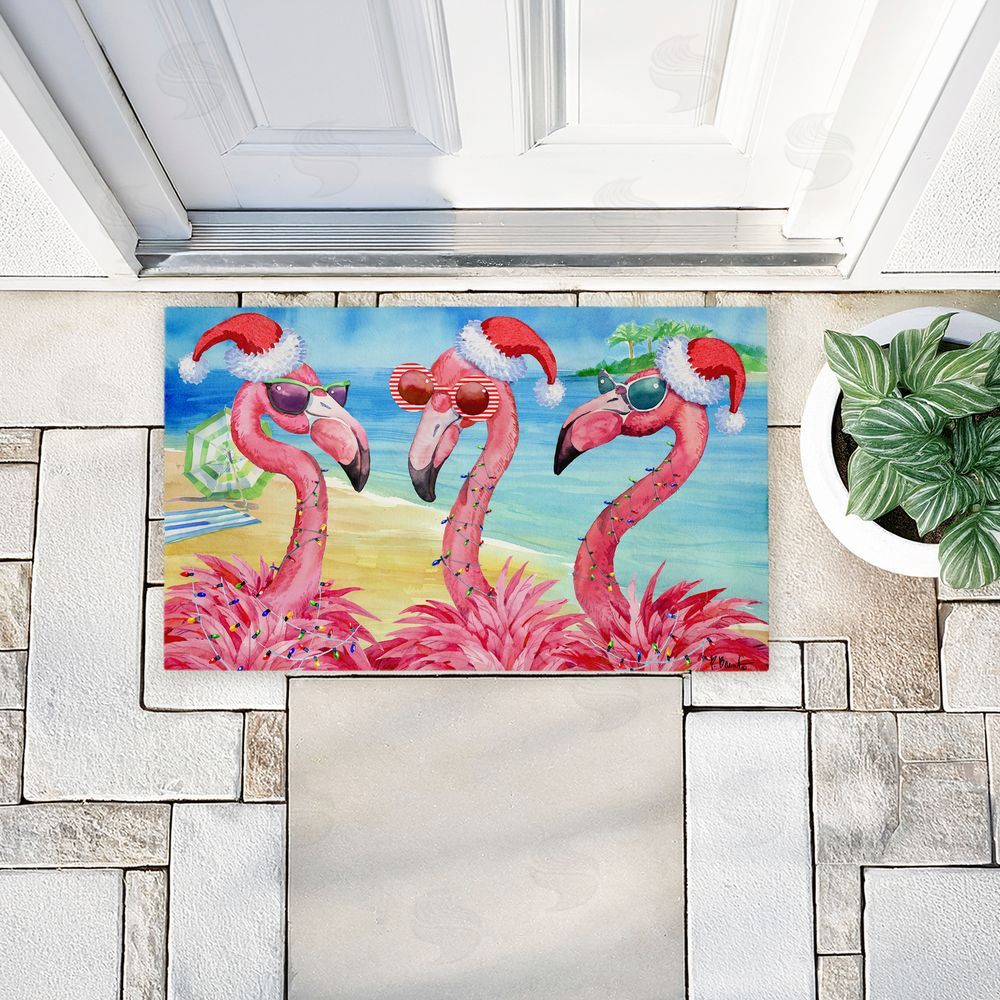 Paul Brent | Holiday Flamingo Girlfriends Non-Woven Door Mat