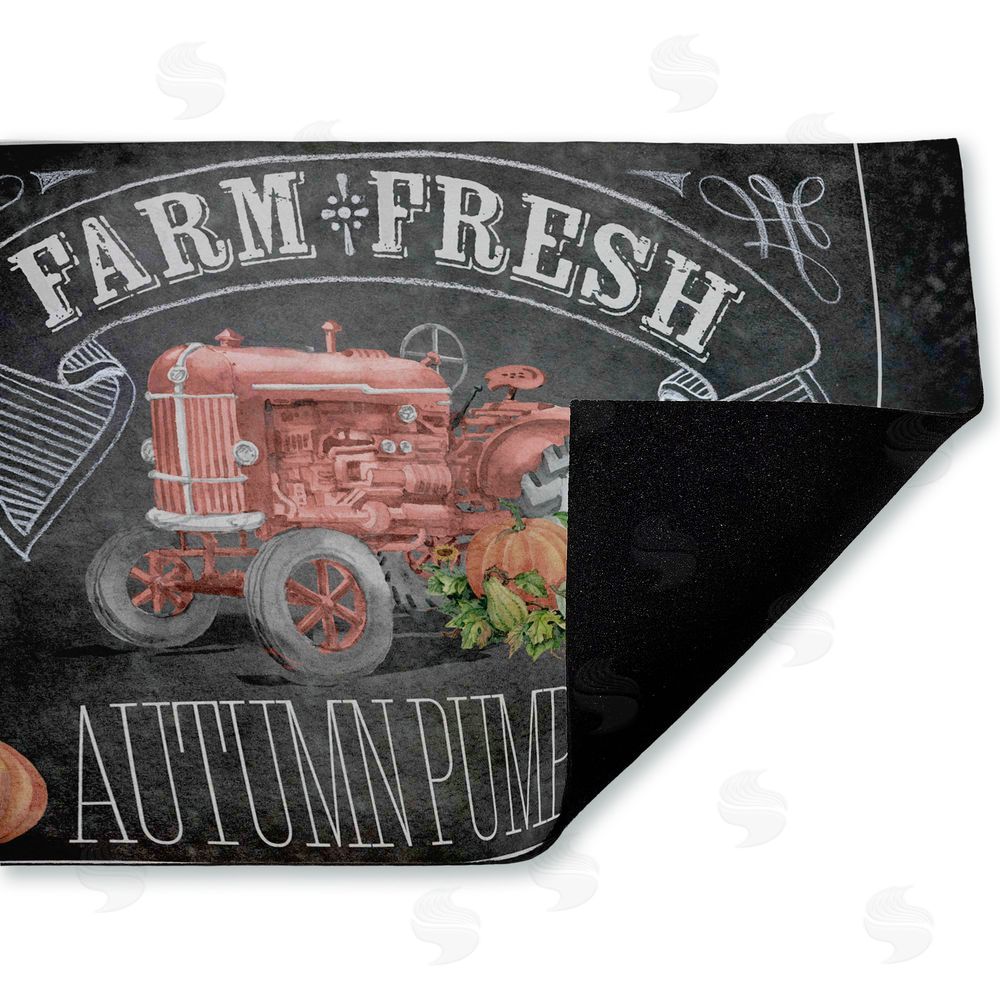 Paul Brent | Autumn Tractor Chalkboard Pumpkins Non-Woven Door Mat