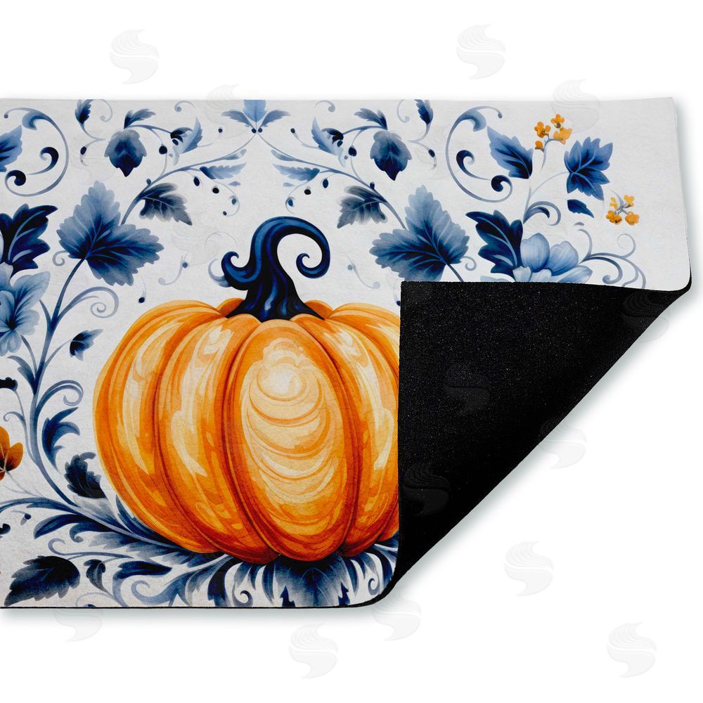 Creative Studio | Pumpkin with Symmetrical Florals Non-Woven Door Mat