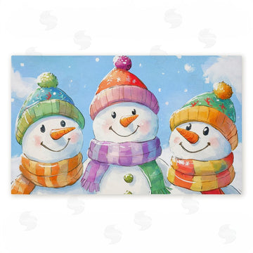 Petal Prints Design | Happy Snowmen Trio Non-Woven Door Mat