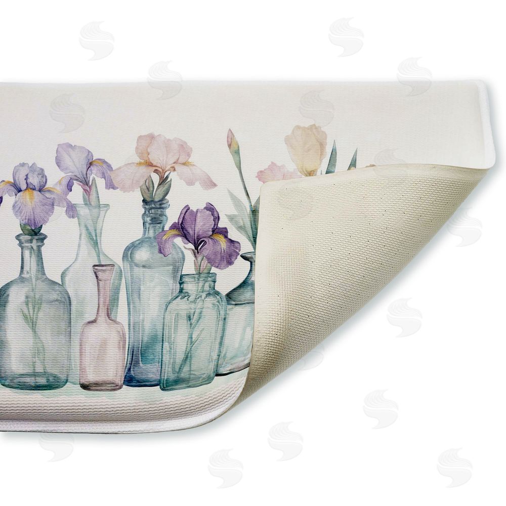 Svetlana Aleynikova | Pastel Toned Iris Vases Plush Bath Mat