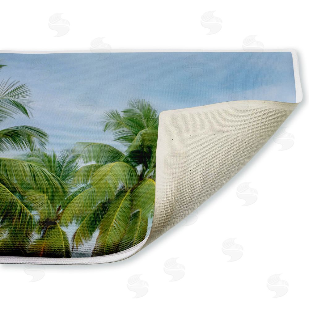 Seven Trees Design | Tropical Palms Overlooking Ocean Plush Bath Mat