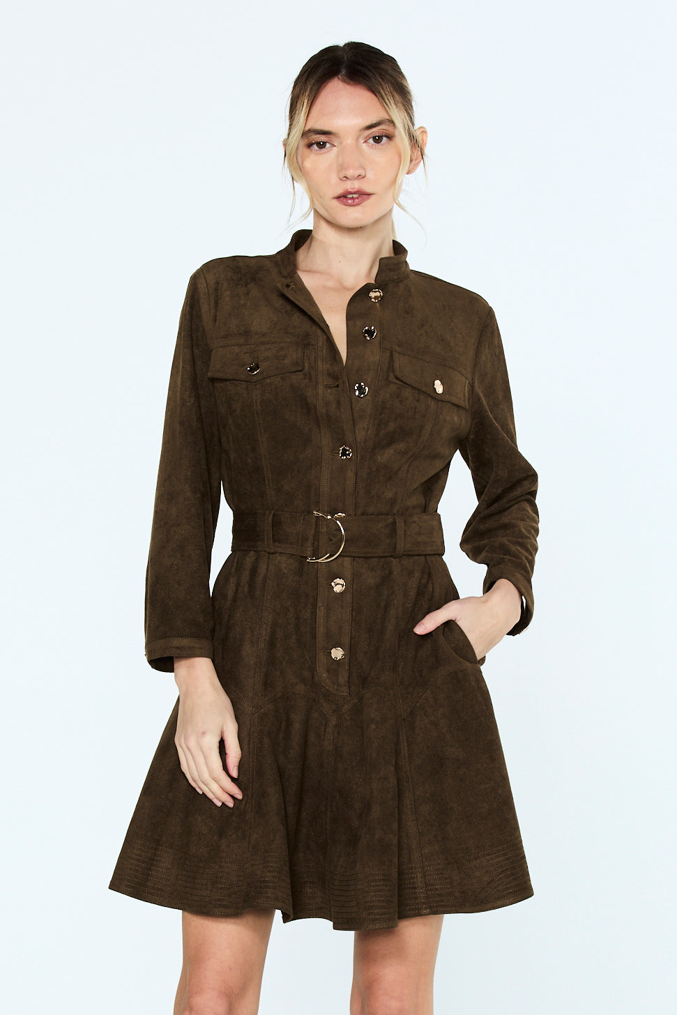 KERRIE BELTED 3/4 SLEEVE MINI DRESS