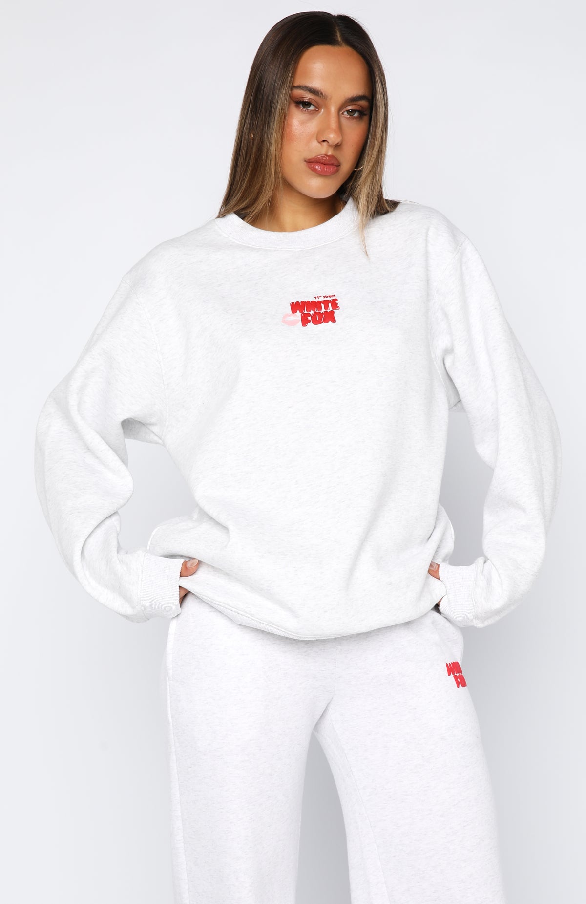 11th Street Sweet Kisses Oversized Sweater Cherry Glaze